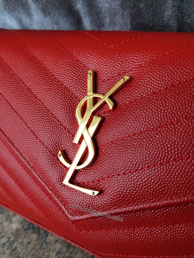 YSL专柜款女包 聖羅蘭經典款MONOGRAM魚子醬原廠皮信封包 YSL肩背斜挎包 377828  jjh1049